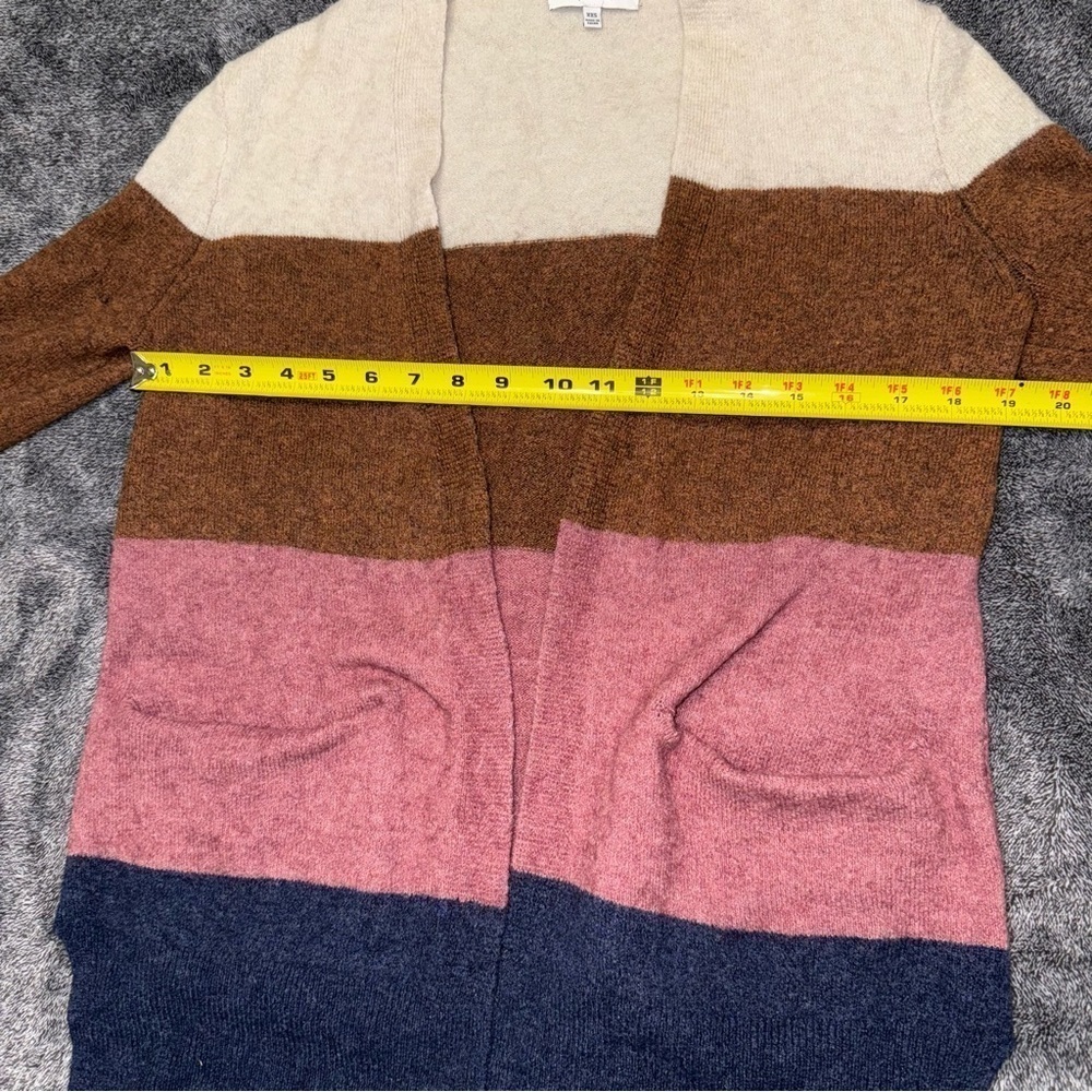 Madewell Ryder Stripe Cardigan Cream Pink color Block Color Stripped Sweater XXS - Picture 11 of 15